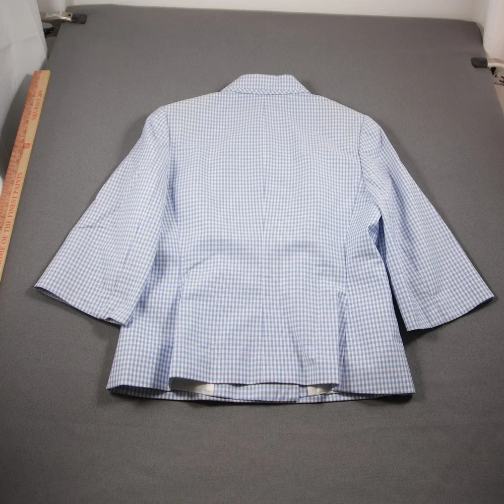 NEW Brooks Brothers Gingham Double Breasted 3/4 Sleeve Women Jacket 12 Office